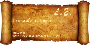 Lencsés Emma névjegykártya